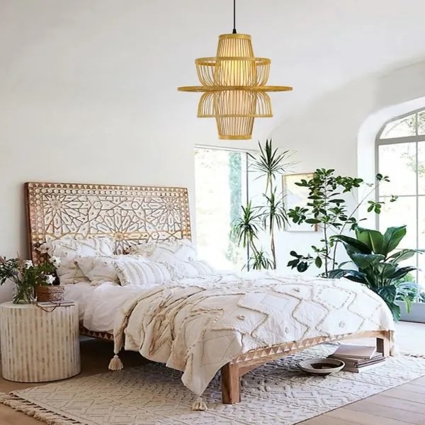 Immax 08254L - Luster na lanku PINCHOS 1xE27/40W/230V pr. 45 cm bambus