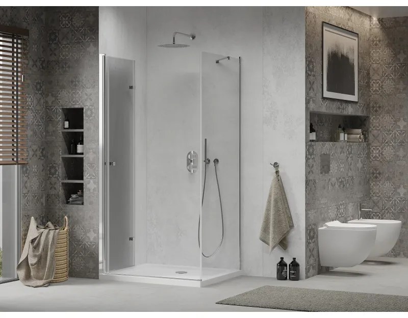 Mexen Lima sprchovací kút 100x80cm, 6mm sklo, chrómový profil - číre sklo + Slim sprchová vanička - 856-100-080-00-00-4010