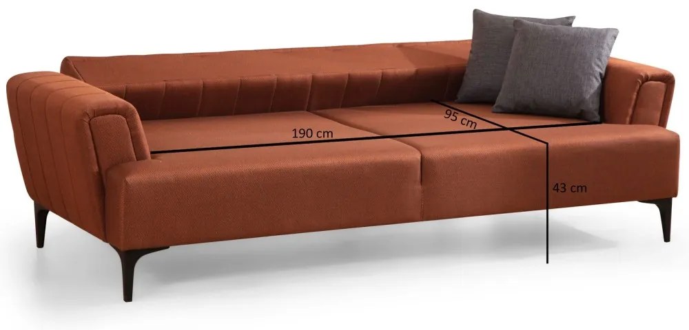 Třímístná rozkládací pohovka Hamlet 230 cm cihlově oranžová