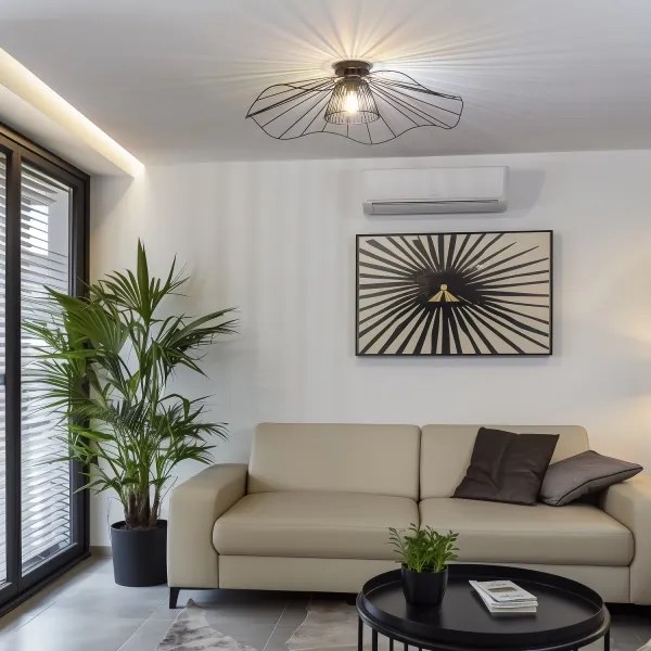 Brilagi - LED prisadený luster CERIA WIRE, 1× E27 (40 W), 230 V, priemer 80 cm, čierna