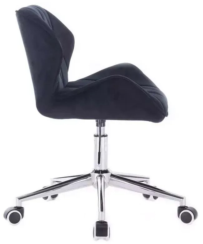 LuxuryForm DESIGN Stolička MILANO VELUR na striebornej podstave s kolieskami - čierna