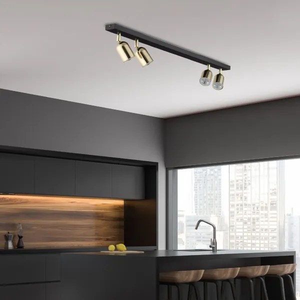 Bodové svietidlo TOP 4xGU10/10W/230V čierna/zlatá