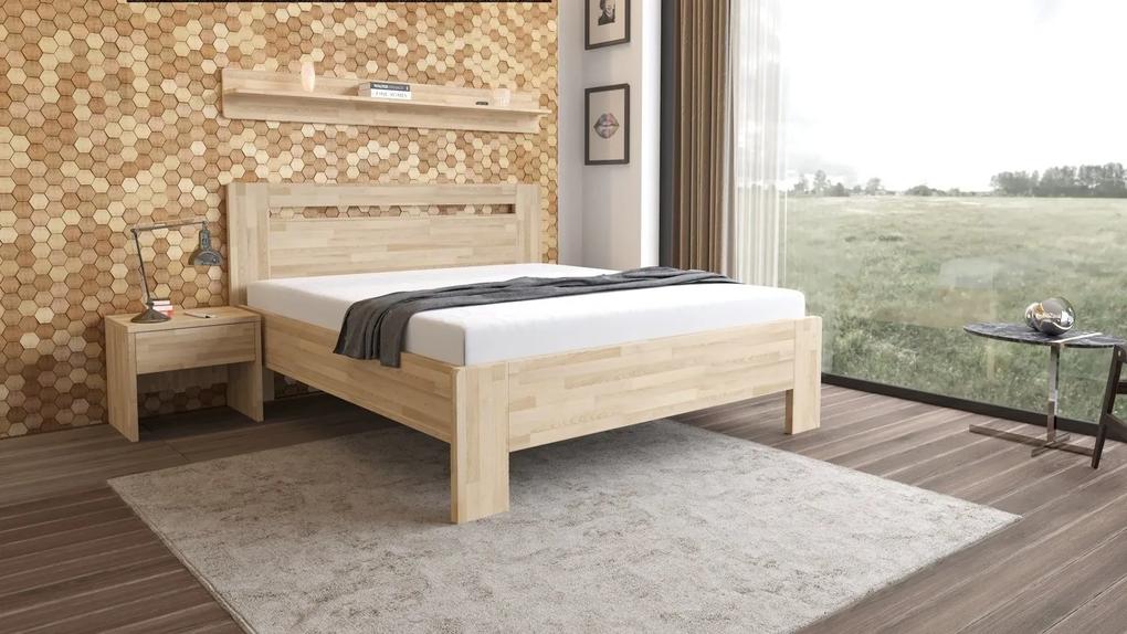 Texpol LÍVIA H - masívna dubová posteľ s horizontálne deleným čelom 140 x 200 cm, dub masív