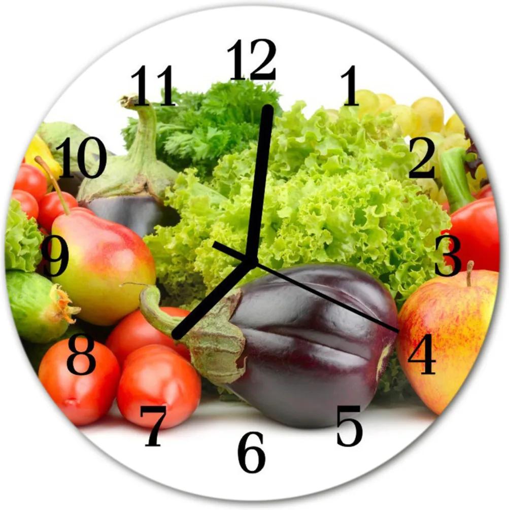 Sklenené hodiny okrúhle  zeleninový