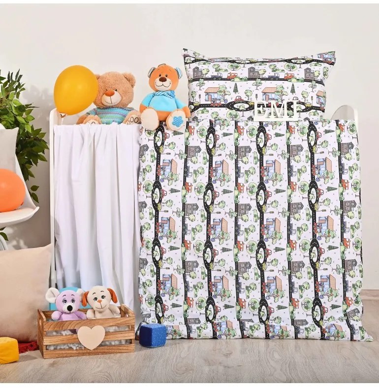 Obliečky detské bavlnené Mesto EMI, Detský set 90x130 + 45x65