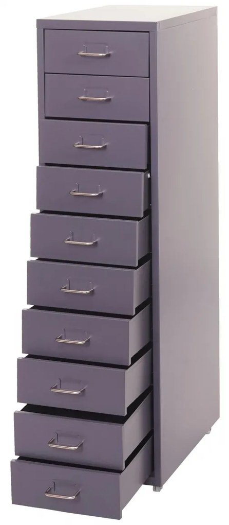 Zásuvková skrinka Boston T851 - 110x28x41cm, 10 zásuviek - tmavo sivá