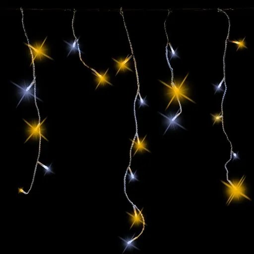 Vianočný svetelný dážď - 15m, 600 LED, teple a studeno biely