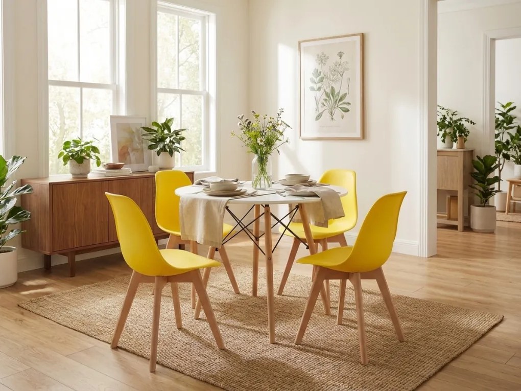 Žltá stolička KITO s bukovými nohami