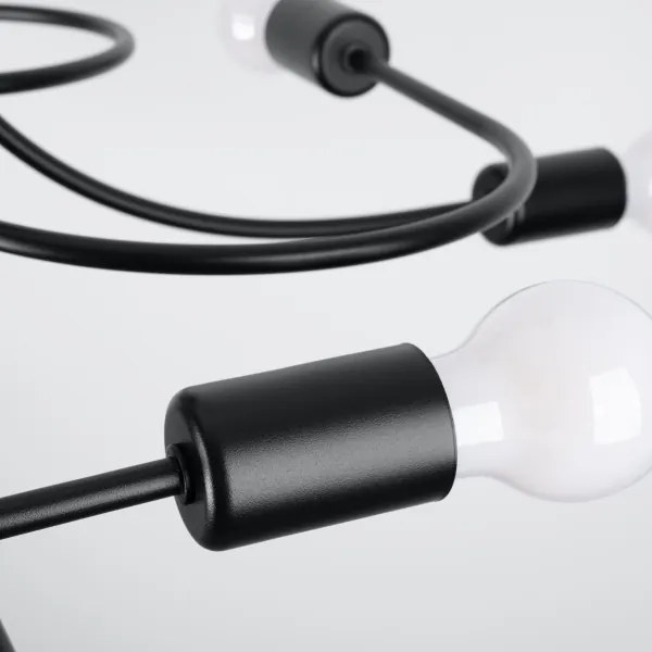 Sollux SL.1457 - Luster na tyči LEVAR 8xE27/15W/230V čierna