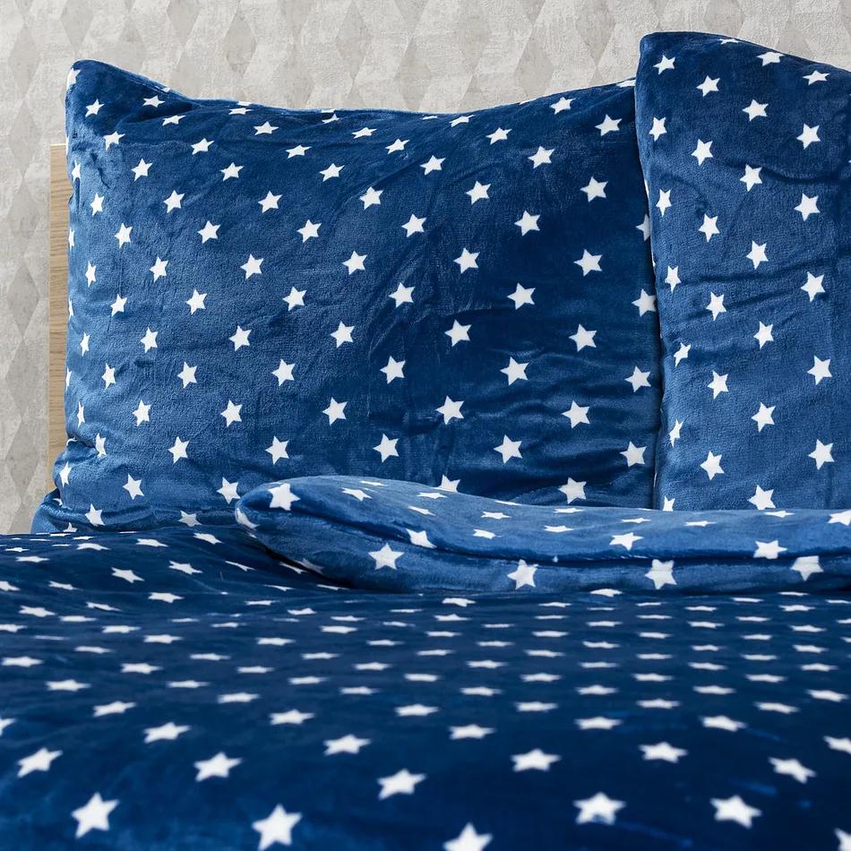 4Home obliečky mikroflanel Stars modrá, 140 x 220 cm, 70 x 90 cm, 140 x 220 cm, 70 x 90 cm