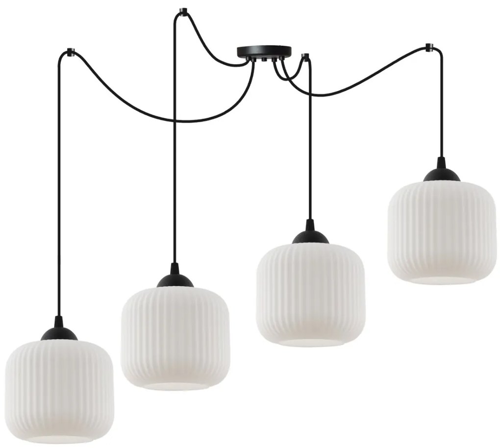 Závesné svietidlo Riffle Spider, 4x biele sklenené tienidlo, b