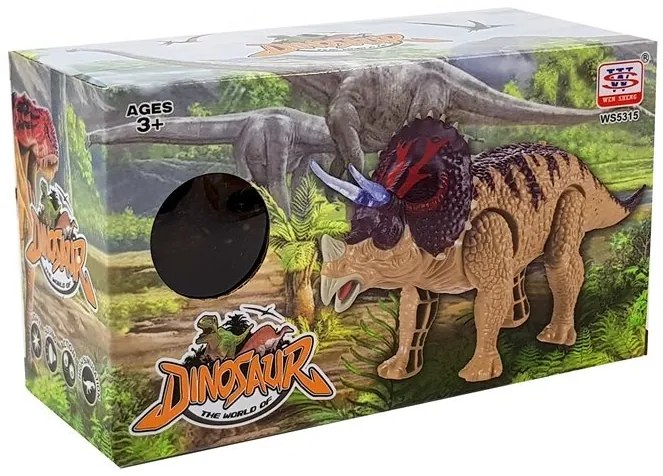 LEAN TOYS Dinosaurus na batérie Triceratops hnedý