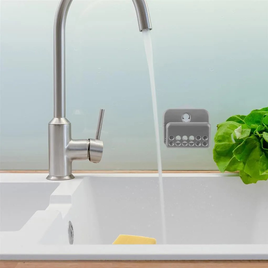 Orion Držiak na hubku do drezu, s hubkou, na prísavku, GABKE sivý