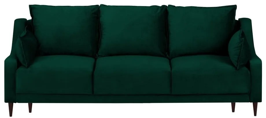 Tmavo zelená zamatová rozkladacia pohovka s úložným priestorom Mazzini Sofas Freesia, 215 cm