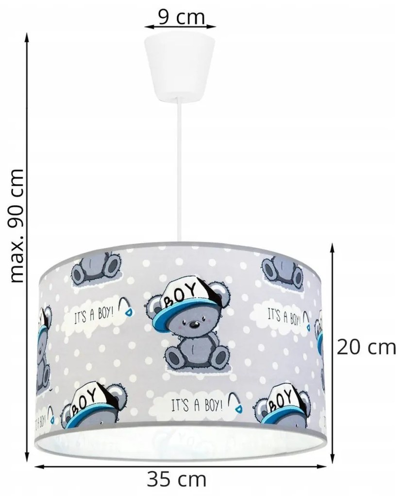 Detské závesné svietidlo Cone, 1x textilné tienidlo so vzorom, (výber z 2 farieb konštrukcie)