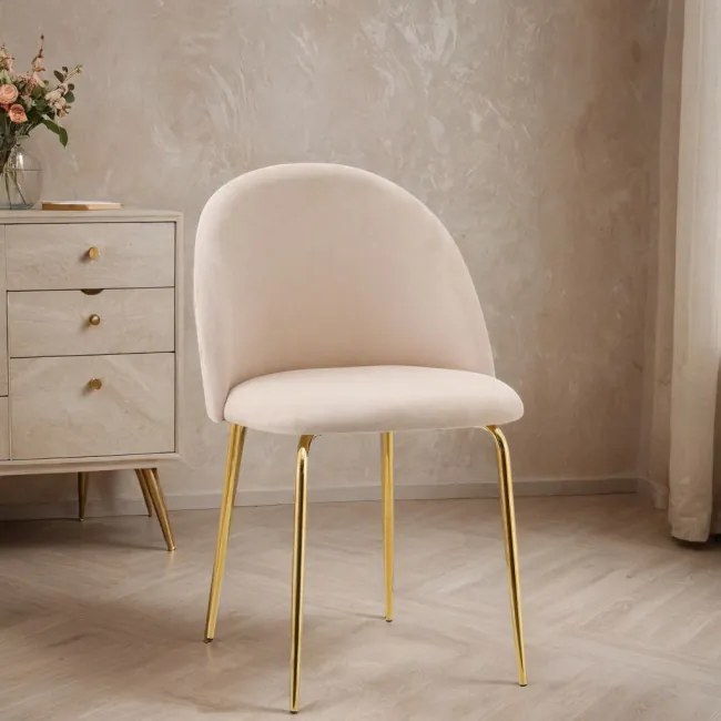 Jedálenská stolička FARGO zamatová, zlatá / béžová