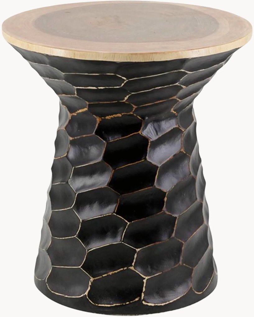 Ručne vyrobený okrúhly pomocný stolík z dreva Suar