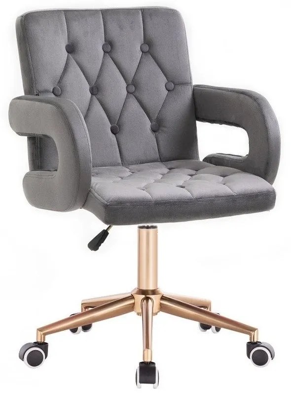 LuxuryForm DESIGN Stolička BOSTON VELUR na zlatej základni s kolieskami - šedá