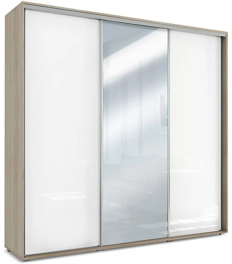 Skriňa Amelia A30 250 Zrkadlo  Sonoma/Biely Lesk