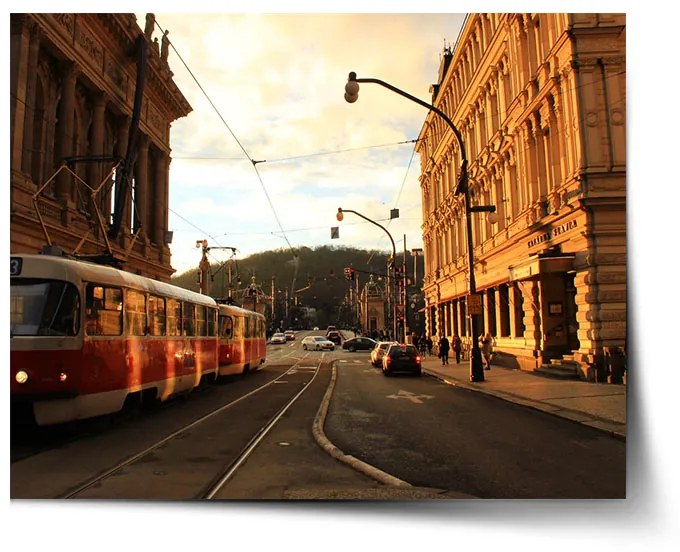 Sablio Plagát Električka v historickom meste - 90x60 cm