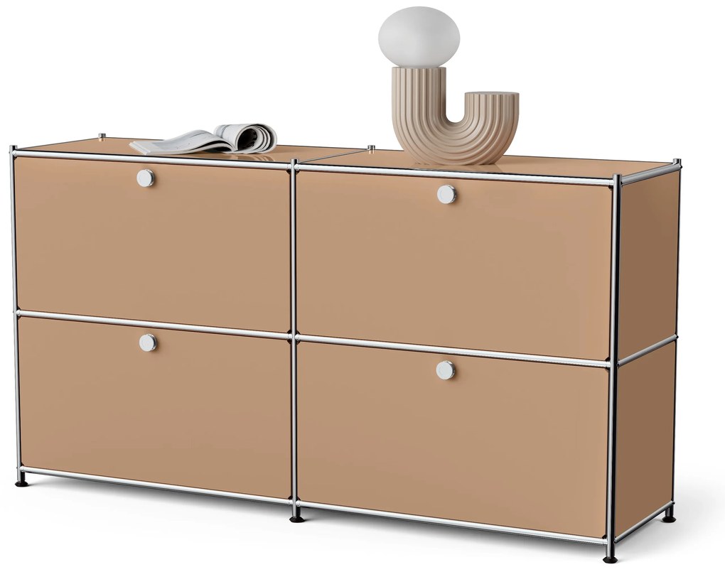 Vysoký kovový regál »CN3« so 4 výklopnými priečinkami, karamelový