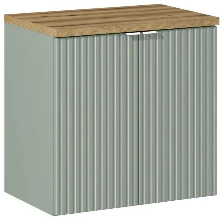 Závesná skrinka Line Reed Green I s doskou 60 cm zelená/dub evoke