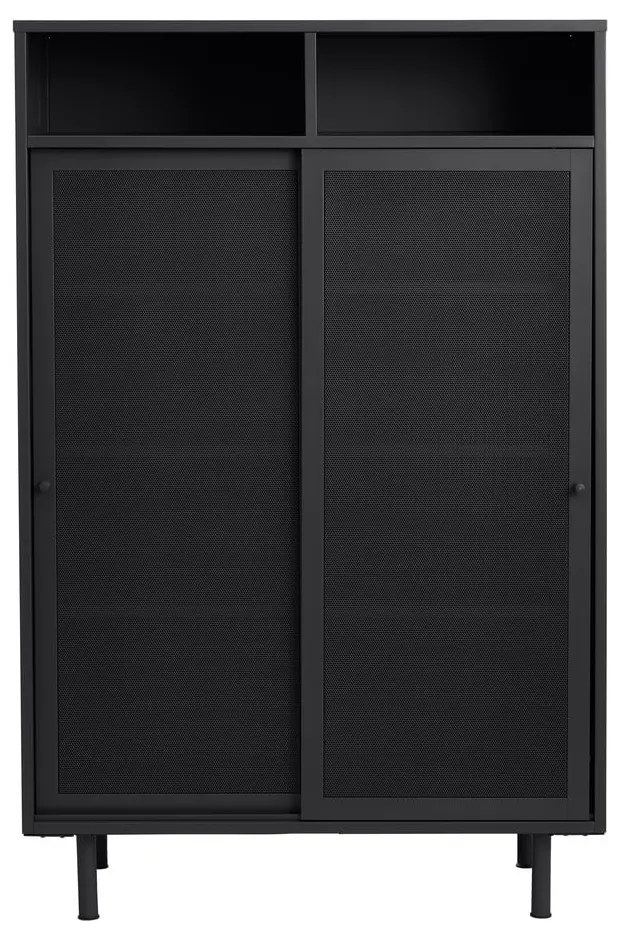 Čierna kovová skrinka s posuvnými dverami 90x140x40 cm Veep – Unique Furniture