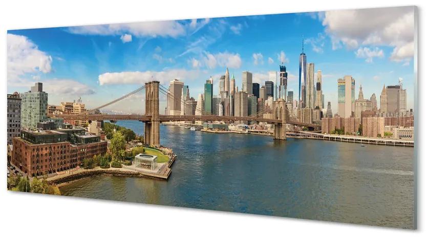 Obraz na akrylátovom skle Bridge panorama mrakodrapov 120x60 cm