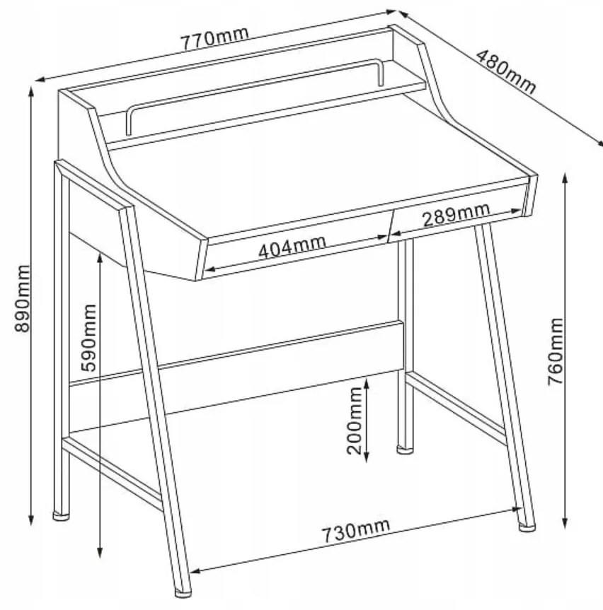 Písací stôl v dekore dub B-168
