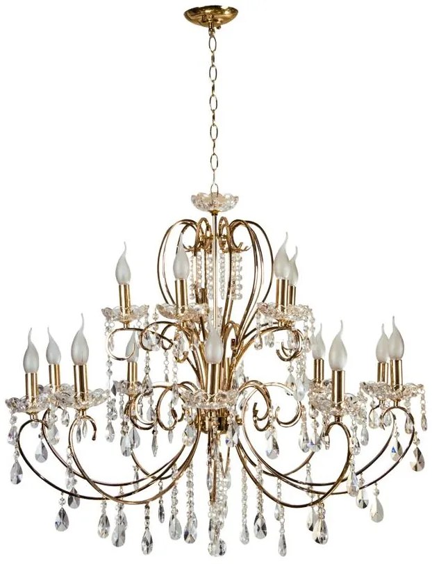 Candellux Zlatý krištáľový luster Aurora pre žiarovku 15x E14 30-99801