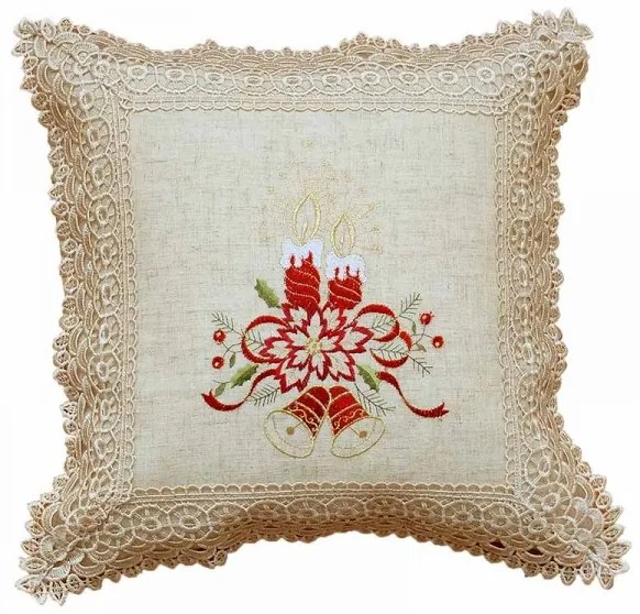 Vianočná vankúšová obliečka s čipkou 40x40 cm