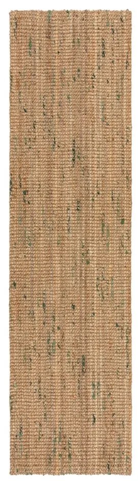 Obojstranný ručne tkaný jutový behúň v zeleno-prírodnej farbe 60x230 cm Jute Boucle Green – Flair Rugs