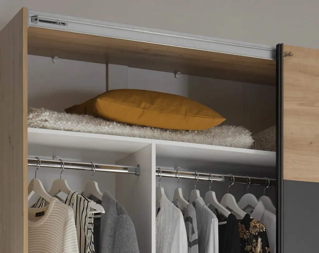 Šatníková skriňa Cordoba 270 cm, dub artisan/grafit