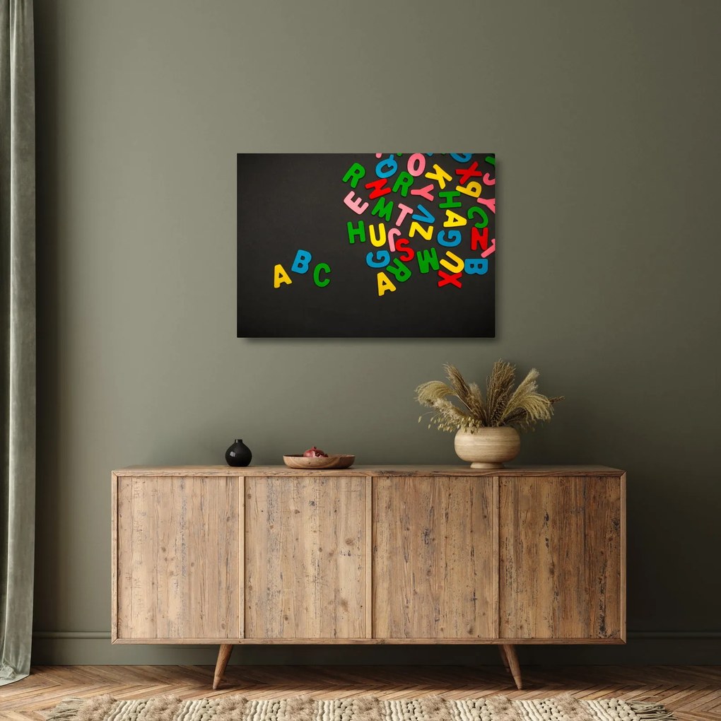 Sklenený obraz - farebné písmenká (70x50 cm)