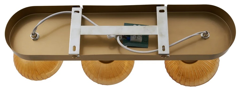 Zaoblené stropné bodové svetlo zlaté s jantárovým sklom 3-svetlo - Teddy