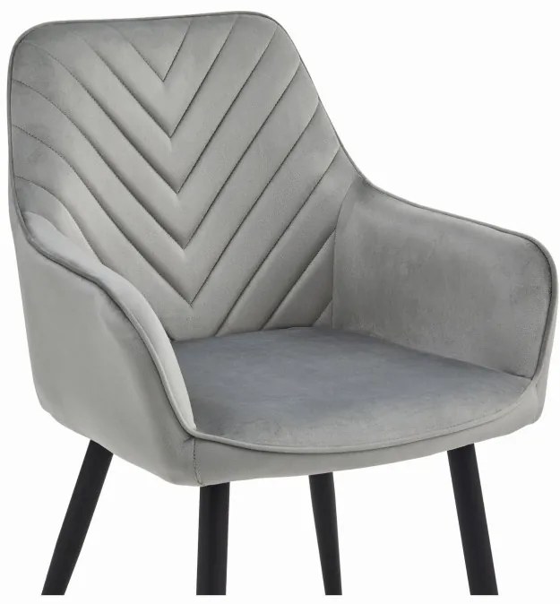 Set dvoch jedálenských stoličiek NANA zamatové, strieborné / sivé (čierne nohy) 2 ks