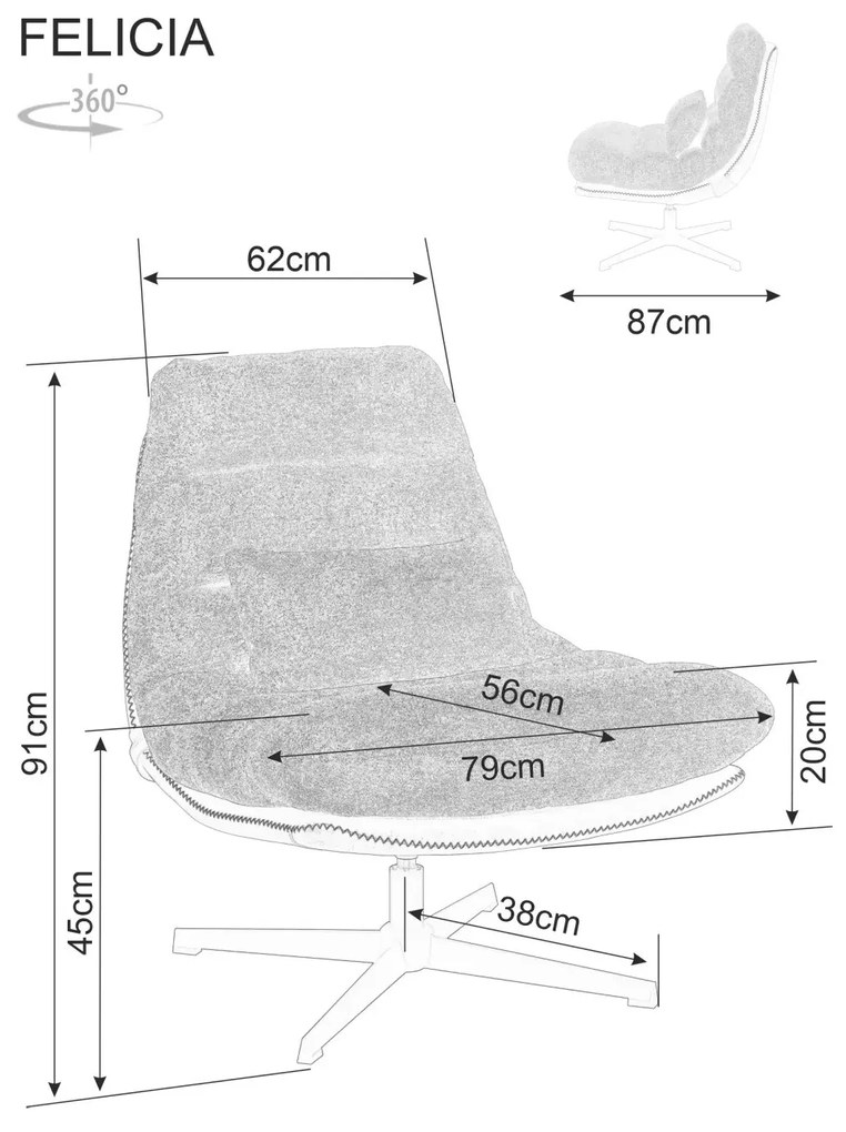 Otočné křeslo FELICIA latté