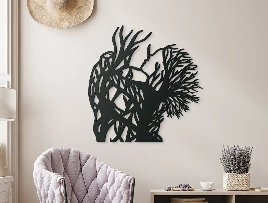 drevko Drevený obraz na stenu Bozk Rozmer obrazu: 66,5 x 65 cm, Farba dekorácie: Čierna