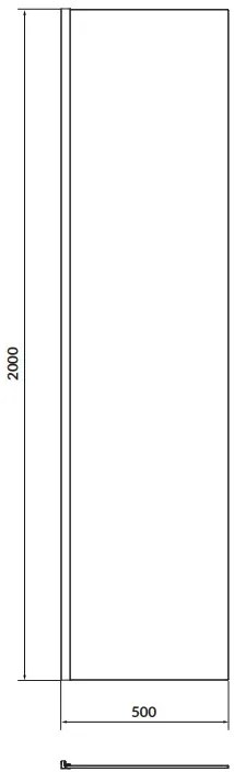 Cersanit Mille, sprchová zástena typu Walk-In 50x200 cm, 8mm číre sklo, čierny profil, S161-016