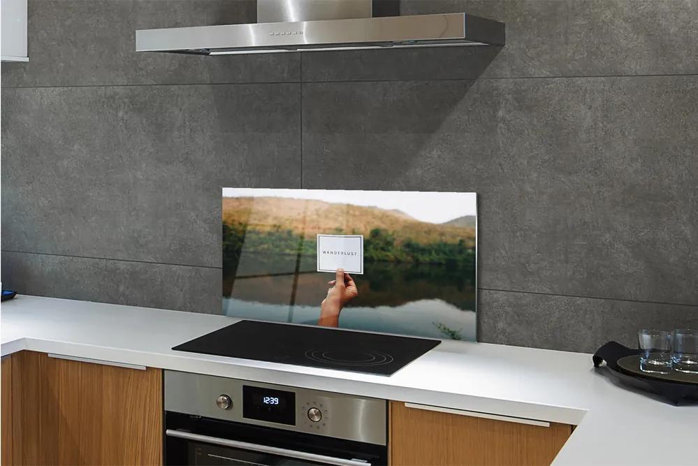 Sklenený obklad do kuchyne Panorama ručné písmo 100x50 cm
