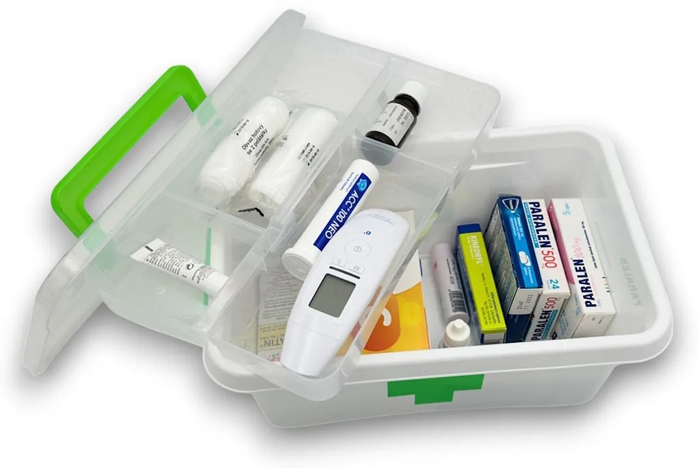 ALTOM Lekárnička, úložný box na lieky s vnoreným organizérom, 2v1, s rúčkou, antibakteriálna, 4.5l