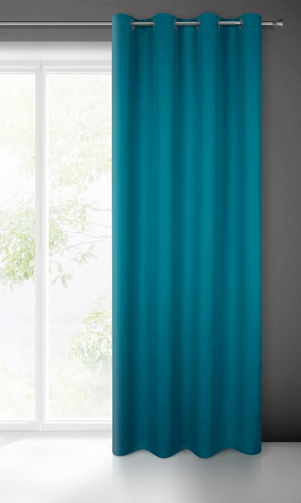 ZATEMŇOVACÍ ZÁVES NA KRÚŽKOCH LOGAN 135X250 CM TYRKYSOVÁ