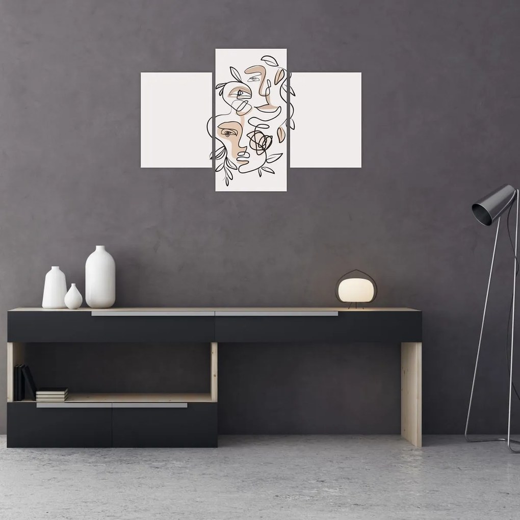 Obraz - Line art tváre (90x60 cm)