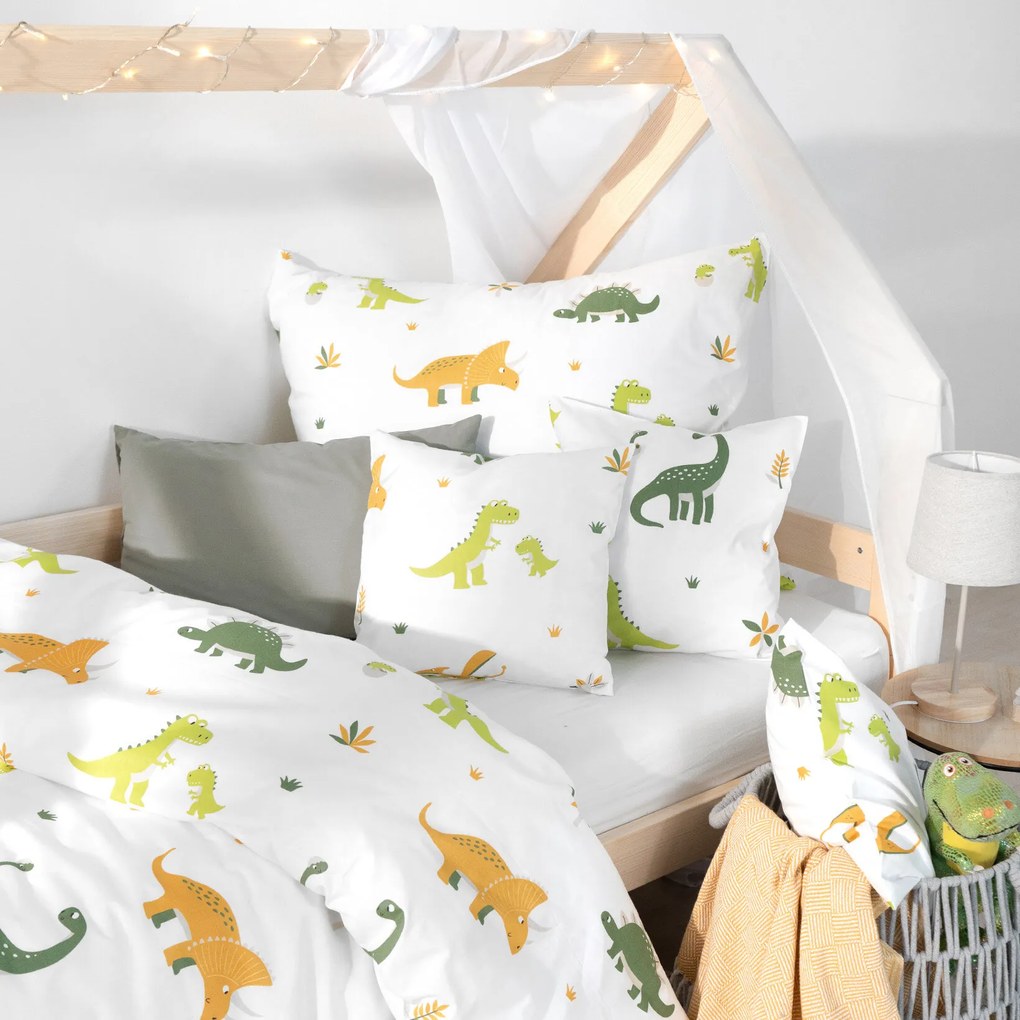 Goldea detské bavlnené obliečky - dinosaurie dobrodružstvo 140 x 200 a 70 x 90 cm