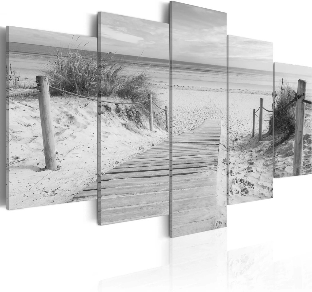 Obraz - Morning on the beach - black and white 100x50