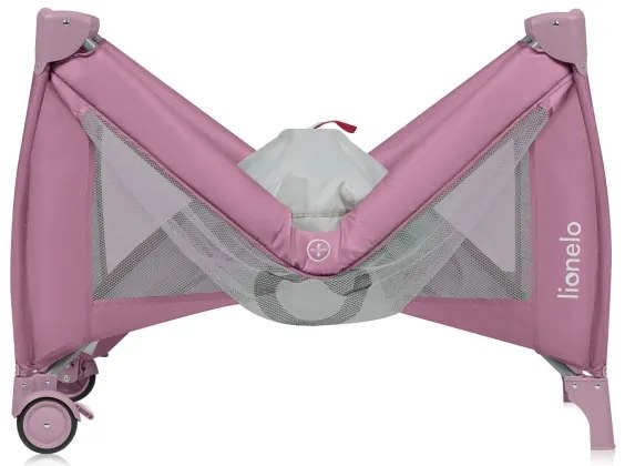 Lionelo - Cestovná postieľka STEFI PLUS Ružová magnólia