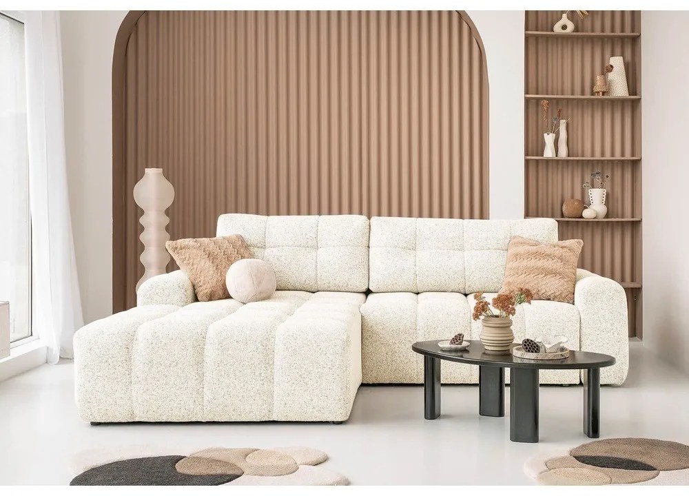 Krémová rozkladacia modulárna rohová pohovka s úložným priestorom (ľavý roh) Lulu – Miuform