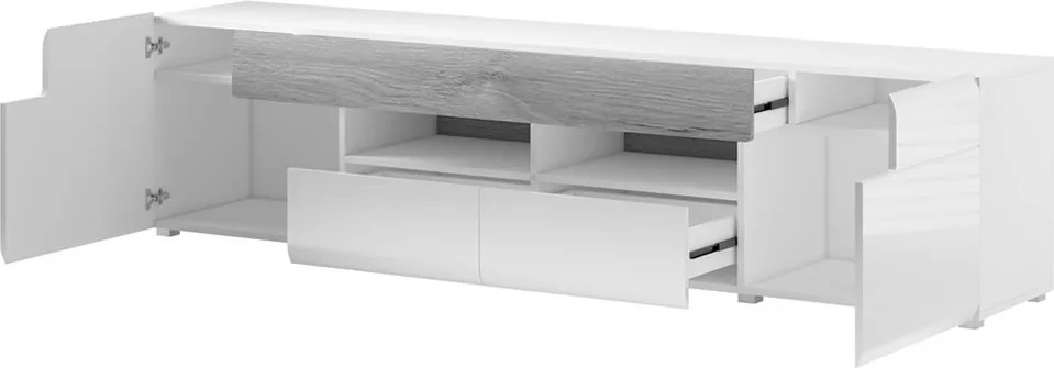 TV stolík Toledo 40 Biely Laminát - san remo/biely lesk - san remo