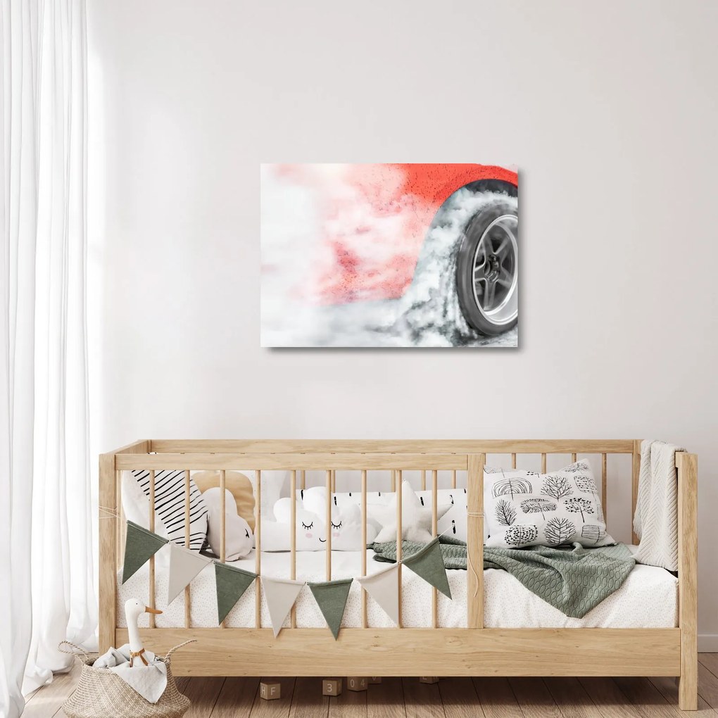 Sklenený obraz - Závodné auto (70x50 cm)