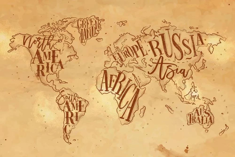 Obraz abstraktná mapa celého sveta vo vintage prevedení